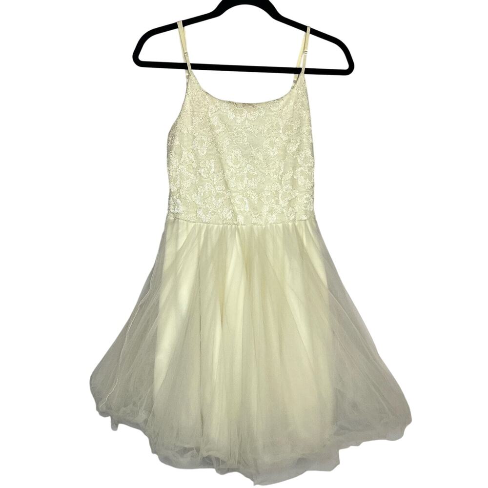 Windsor Cream Lace Tulle Dress, Sleeveless Fit & Flare Formal Party L